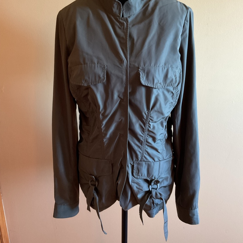 LINEA DOMANI  Army Green Ruched Jacket Size 10